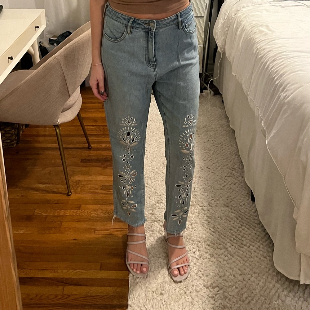 Embroidered Light Blue Women's Jeans